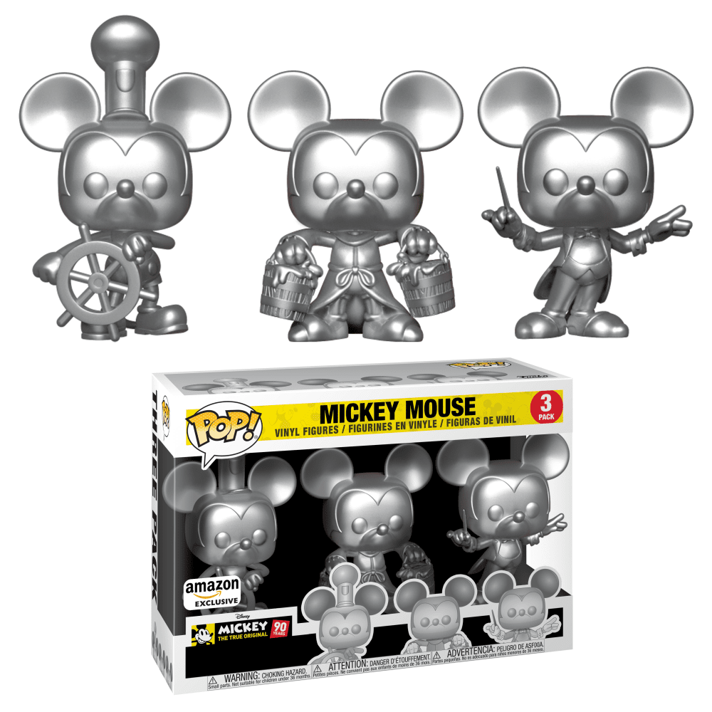 Funko Pop! Mickey Mouse 90th Silver 3-Pack (Mickey Mouse)