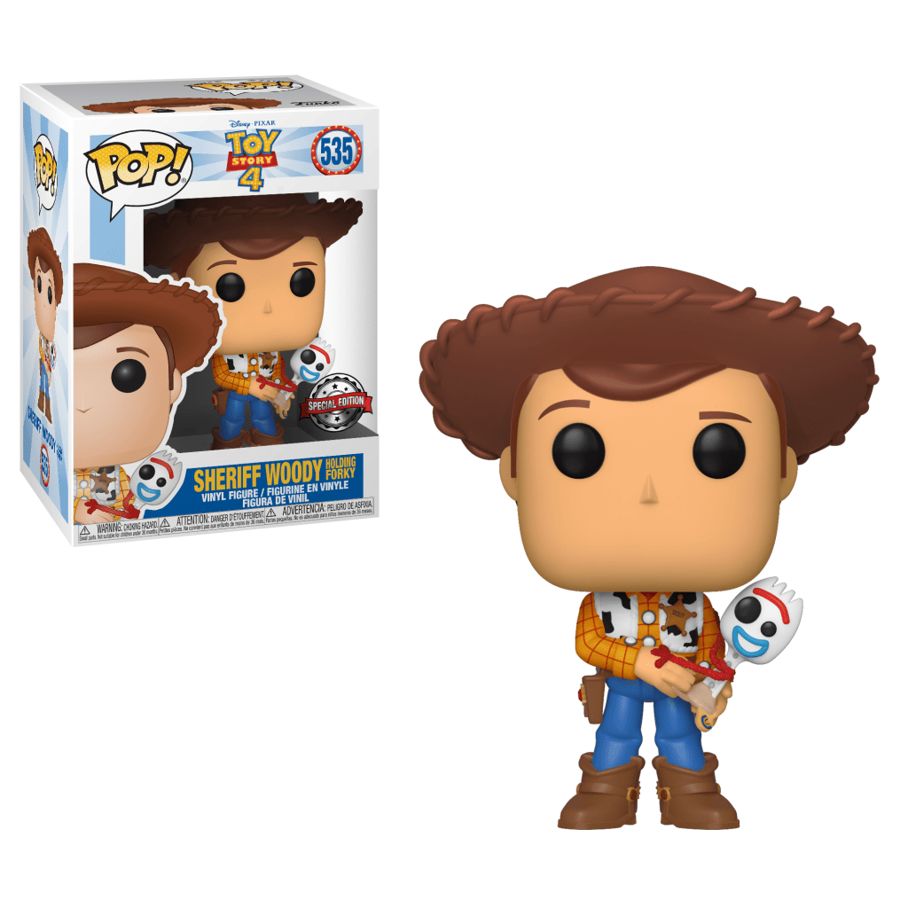 Funko Pop! Sheriff Woody holding Forky (Toy Story)
