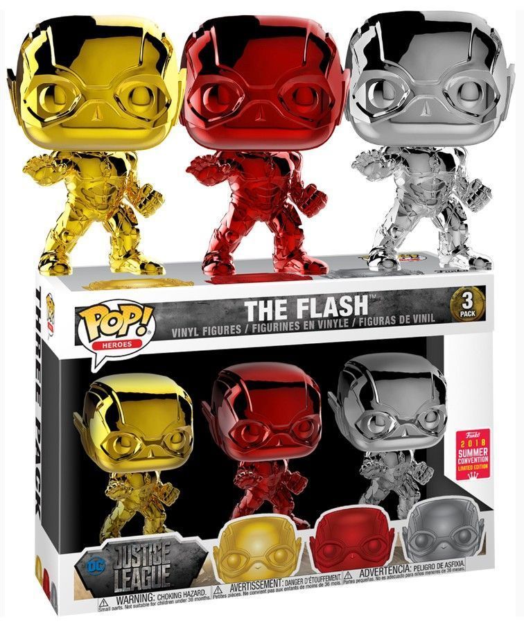 Funko Pop! The Flash (Justice League) (Chrome) (3-Pack) Summer Convention (Justice League)