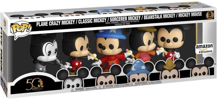 Funko Pop! Mickey Mouse 5 Pack: Plane Crazy Mickey / Classic Mickey / Sorcerer Mickey / Beanstalk Mickey / Mickey Mouse
